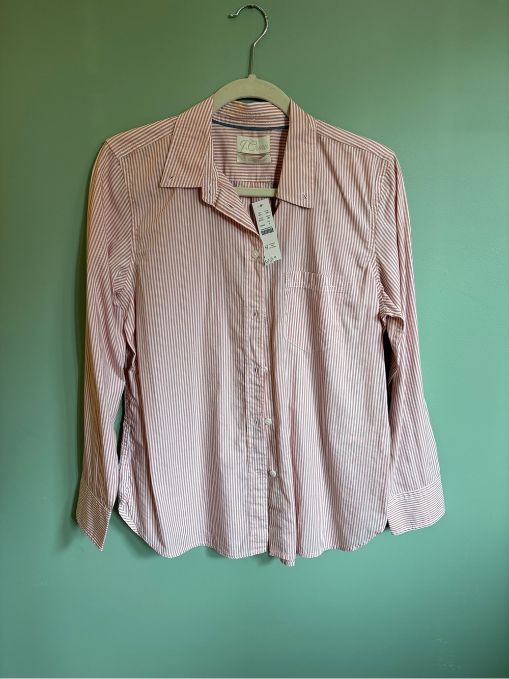 J. Crew White Pinstripe Button-Down Shirt